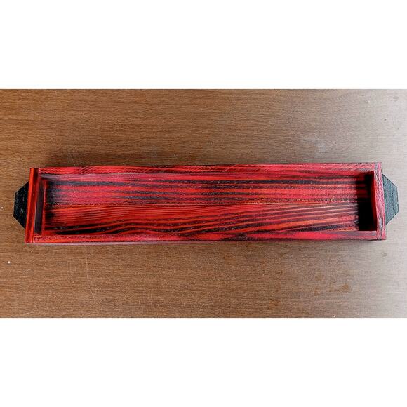 Handcrafted Wooden Handled Tray Burned Paint Stained Rustic - Picture 1 of 8